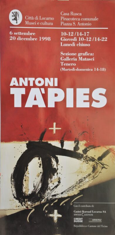 Antoni Tapies – «Exposición en Locarno» cartel original exposición en Locarno, Italia, en 1.998 - Top Alimentos en Oferta – Envío Gratis por Tiempo Reducido