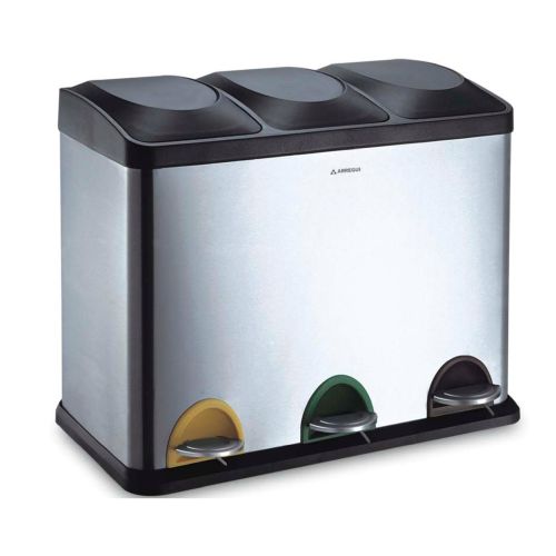 CUBO COCINA INOX STEP BIN 3 COMPARTIMENTOS 45L - Ofertas en Productos del Día a Día – Belleza, Higiene, Moda y Más