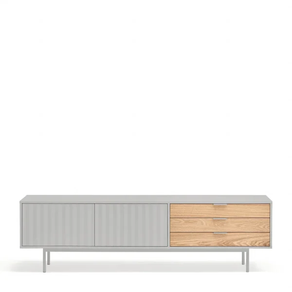 Mueble TV Sierra Teulat - Gris claro y roble - Ideas de Regalos Sostenibles: Juguetes de Madera y Bazar Ecológico