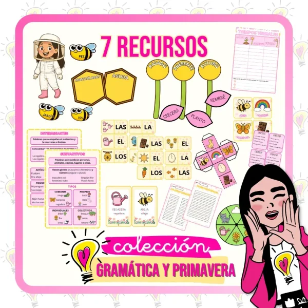Gramática en Primavera: 7 recursos manipulativos e imprimibles para infantil y primaria - Juegos y Juguetes para Despertar la Imaginación de los Pequeños