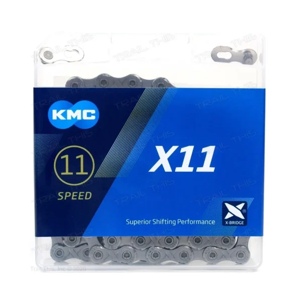 Cadena KMC 11 V Plata Negro compatible con Shimano - Tienda outdoor: aventura, montaña y naturaleza