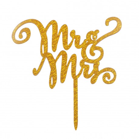 Topper para tartas silueta ” Mr & Mrs ” en dorado - Productos Alimentarios Cuidadosamente Elegidos – Envío Gratuito 35€+