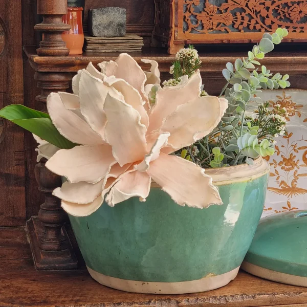 Gran recipiente de cerámica turquesa - Todo en Uno: Accesorios, Electrónica y Belleza