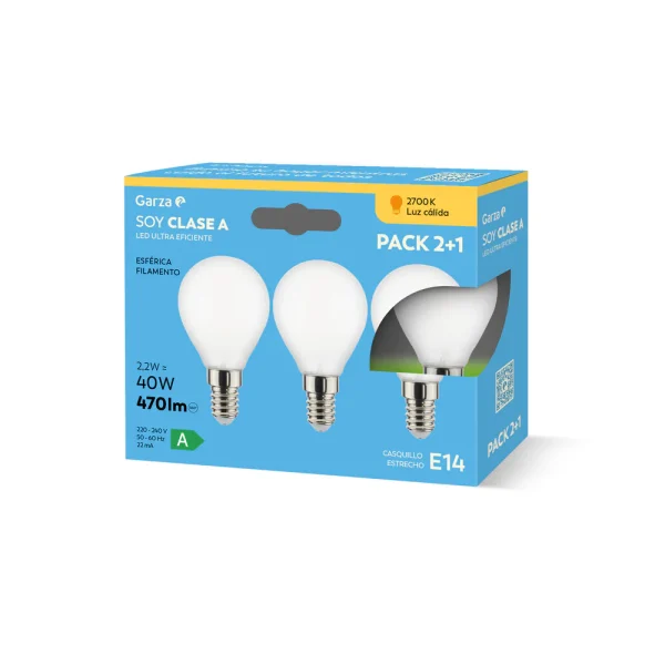Bombilla LED Filamento Mate Esférica CLASE A E14 - Ideas de Regalos Sostenibles: Juguetes de Madera y Bazar Ecológico