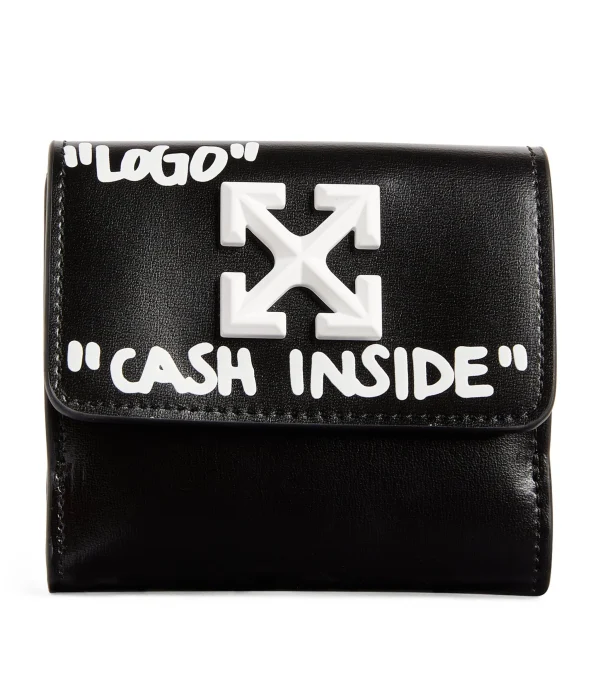 Off-White Black Leather Jitney Quote Wallet - Complementa tu estilo – Ofertas por tiempo limitado