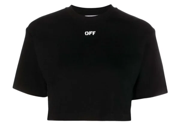 Off-White Logo-Print Cropped Cotton T-shirt - Complementa tu estilo – Ofertas por tiempo limitado
