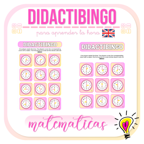 DidactiBingo para Aprender la Hora Inglés - Juegos y Juguetes para Despertar la Imaginación de los Pequeños