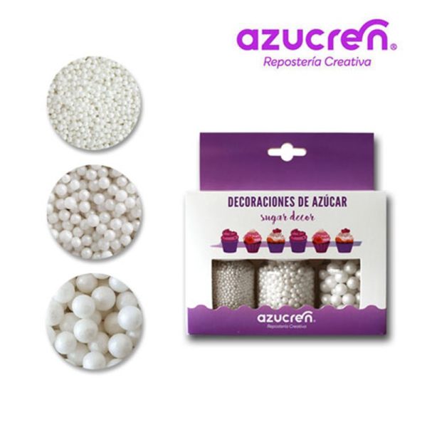 Set 3 Decoración: Perlas Blanca- Azucren – - Productos Alimentarios Cuidadosamente Elegidos – Envío Gratuito 35€+