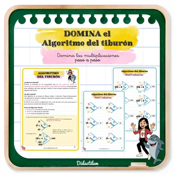 Algoritmo del tiburón: domina las multiplicaciones paso a paso - Juegos y Juguetes para Despertar la Imaginación de los Pequeños