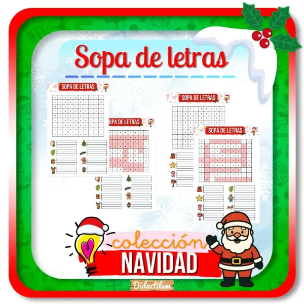 Sopa de Letras Navidad | Pack de 6 fichas para primarias - Juegos y Juguetes para Despertar la Imaginación de los Pequeños