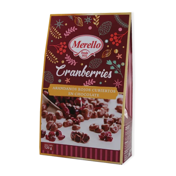 Cranberries Chocolatados Merello 120 gr - Ofertas en Productos del Día a Día – Belleza, Higiene, Moda y Más