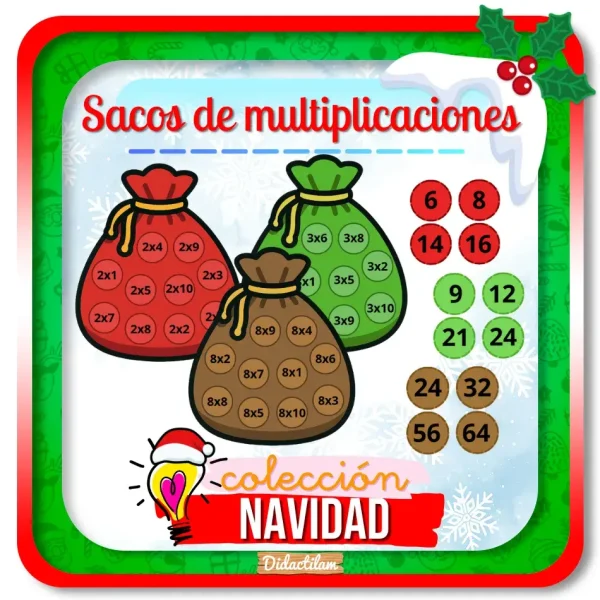 Sacos de multiplicaciones | Juego de Navidad para las Tablas - Juegos y Juguetes para Despertar la Imaginación de los Pequeños