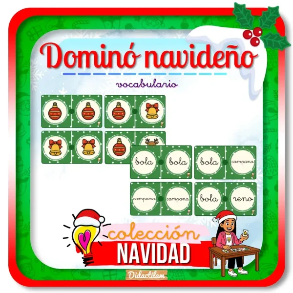 Dominó Navideño | 3 Niveles: Imágenes y Palabras - Juegos y Juguetes para Despertar la Imaginación de los Pequeños