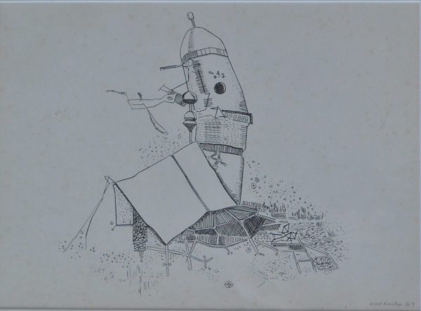 Antonio Lorenzo – «Nave espacial» dibujo tinta papel, enmarcado - Top Alimentos en Oferta – Envío Gratis por Tiempo Reducido