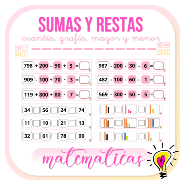 Sumas y Restas: Cuantía, grafía, mayor y menor - Juegos y Juguetes para Despertar la Imaginación de los Pequeños
