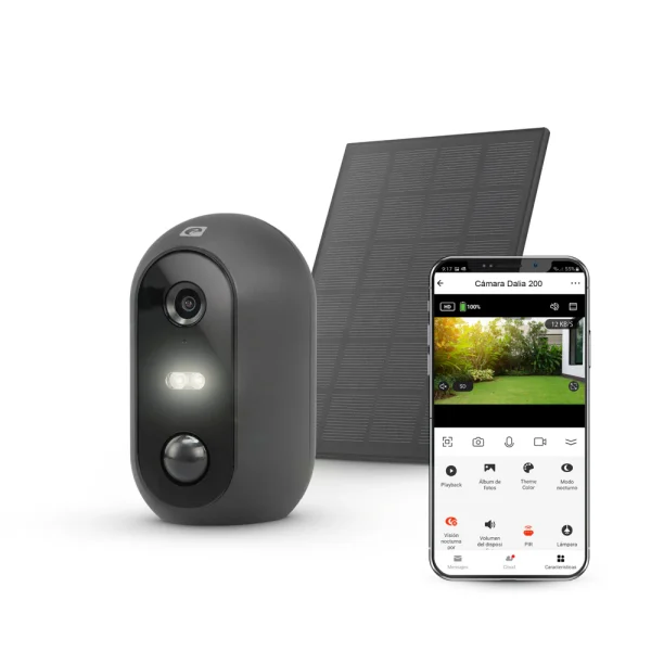 Dalia200 - Cámara Wifi Exterior Con Placa Solar - Ideas de Regalos Sostenibles: Juguetes de Madera y Bazar Ecológico