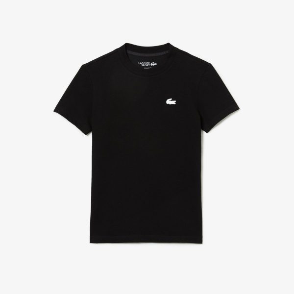 CAMISETA LACOSTE MUJER DE ALGODÓN TÉCNICO ULTYRA-DRY NEGRO / BLANCO - Tu tienda de zapatos, ropa y bolsos con ofertas y envío gratis