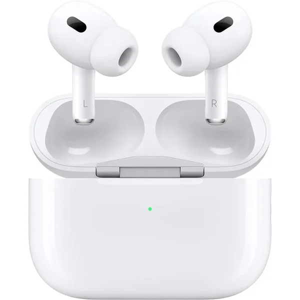 Apple Airpods Pro 2 (2da Gen), Conector USB-C con estuche de carga MagSafe, ancelación activa de ruido, modo de transparencia, audio espacial, resistente al sudor y al agua, Auriculares Bluetooth para