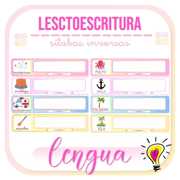 Lectoescritura Sílabas Inversas - Juegos y Juguetes para Despertar la Imaginación de los Pequeños
