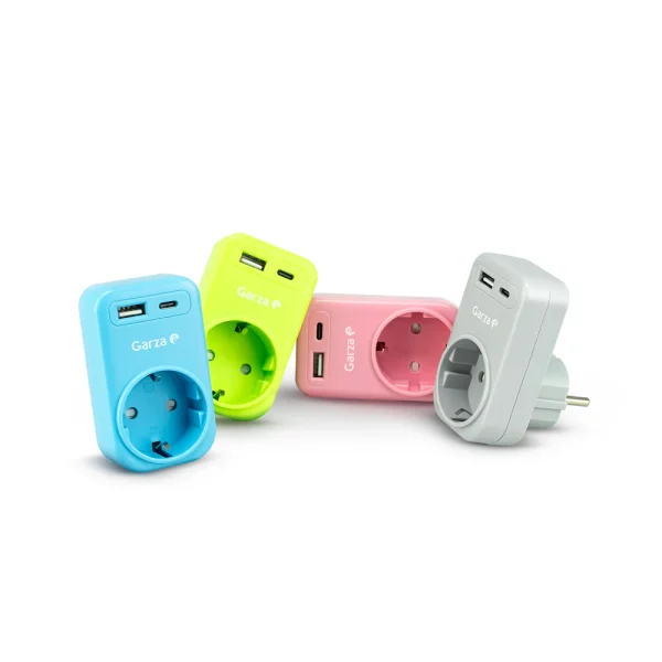 Adaptador con 1 Toma Schuko , 1 USB A y 1 USB C - Ideas de Regalos Sostenibles: Juguetes de Madera y Bazar Ecológico