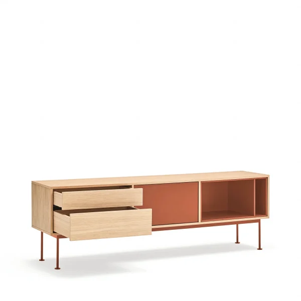 Mueble TV Yoko Teulat - Diseño moderno roble y teja - Ideas de Regalos Sostenibles: Juguetes de Madera y Bazar Ecológico