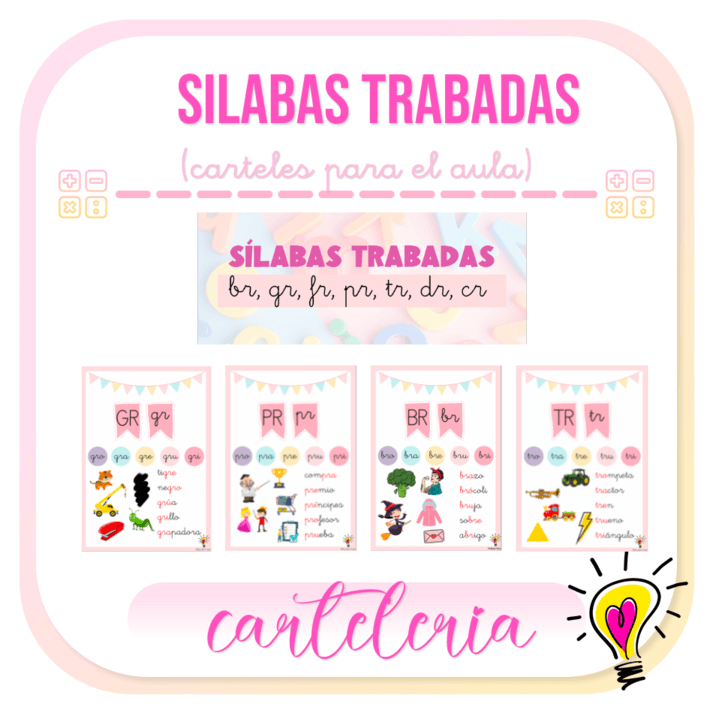 Carteles Sílabas Trabadas - Juegos y Juguetes para Despertar la Imaginación de los Pequeños Carteles Sílabas Trabadas - Juegos y Juguetes para Despertar la Imaginación de los Pequeños