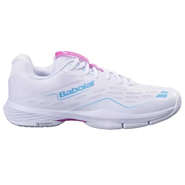 ZAPATILLAS BABOLAT SENSA RISE WHITE / RHODAMINE RED - Tu tienda de zapatos, ropa y bolsos con ofertas y envío gratis
