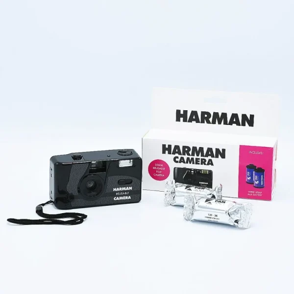 HARMAN CÁMARA REUTILIZABLE CON FLASH + 2x PELÍCULA KENTMERE PAN 400 - Todo en Uno: Accesorios, Electrónica y Belleza