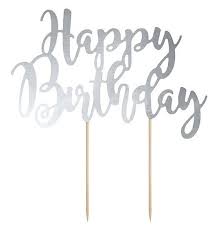 Topper plateado para tartas ” Happy Birthday” - Productos Alimentarios Cuidadosamente Elegidos – Envío Gratuito 35€+