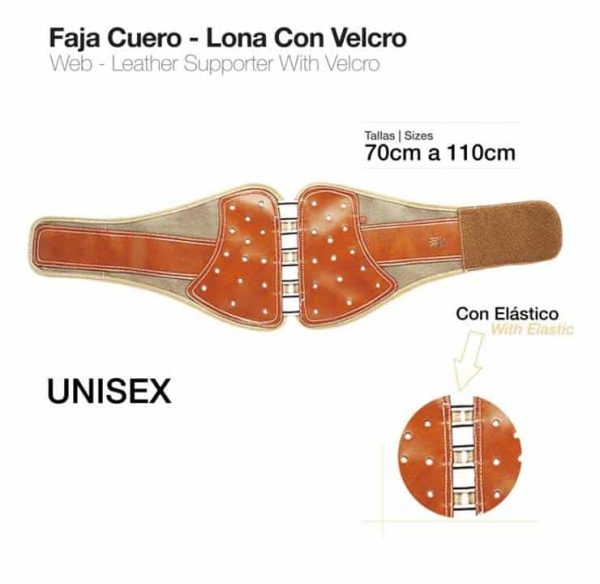 FAJA CUERO LONA Nº750 CON VELCRO - Deporte y Outdoor al Mejor Precio del Mercado