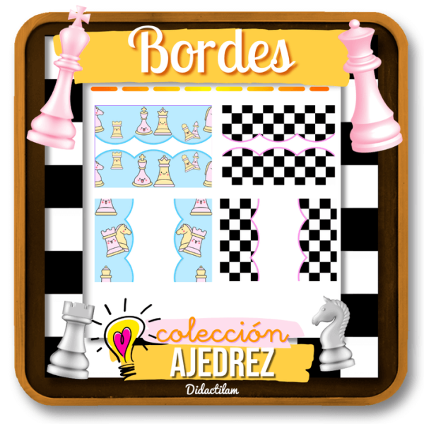 Bordes de Ajedrez para pizarra - Juegos y Juguetes para Despertar la Imaginación de los Pequeños