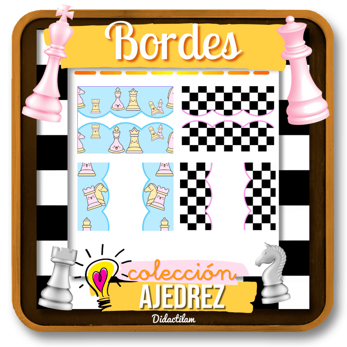 Bordes de Ajedrez para pizarra - Juegos y Juguetes para Despertar la Imaginación de los Pequeños Bordes de Ajedrez para pizarra - Juegos y Juguetes para Despertar la Imaginación de los Pequeños