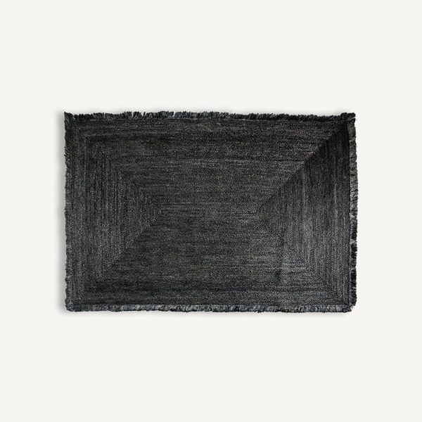 ALFOMBRA KISAI 100% YUTE NATURAL rectangular NEGRA - Ideas de Regalos Sostenibles: Juguetes de Madera y Bazar Ecológico
