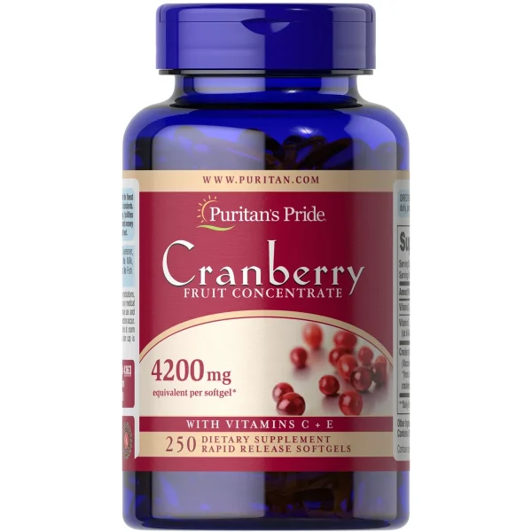 Arandanos Rojos, 4200mg, 250 capsulas blandas, Concentrado de Cranberry con Vitamina C y Vitamina E, Puritans Pride - Top Alimentos en Oferta – Envío Gratis por Tiempo Reducido
