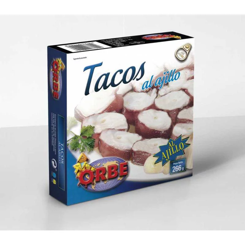 TACOS ORBE RO-280 AL AJILLO AL ESTILO PULPO - Productos Alimentarios Cuidadosamente Elegidos – Envío Gratuito 35€+ TACOS ORBE RO-280 AL AJILLO AL ESTILO PULPO - Productos Alimentarios Cuidadosamente Elegidos – Envío Gratuito 35€+