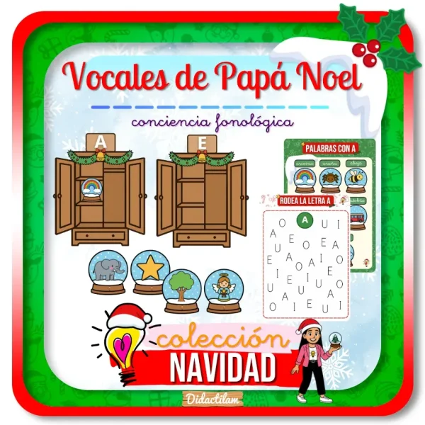 Juego de Vocales de Papá Noel | Conciencia Fonológica - Juegos y Juguetes para Despertar la Imaginación de los Pequeños